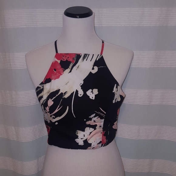 Abstract floral print crop top - Picture 1 of 2